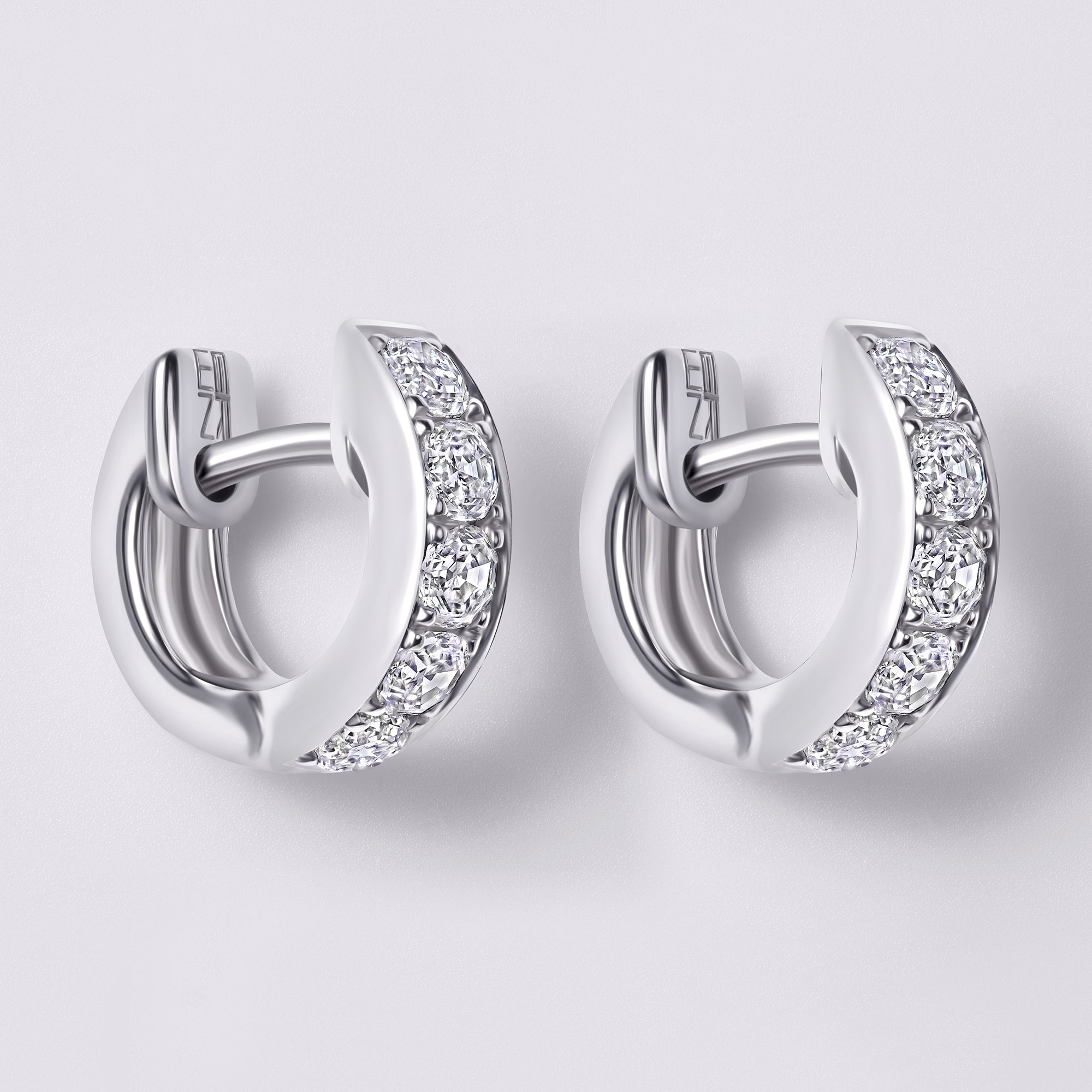 Round Soleil Cut Diamond Channel Set Huggie Earrings