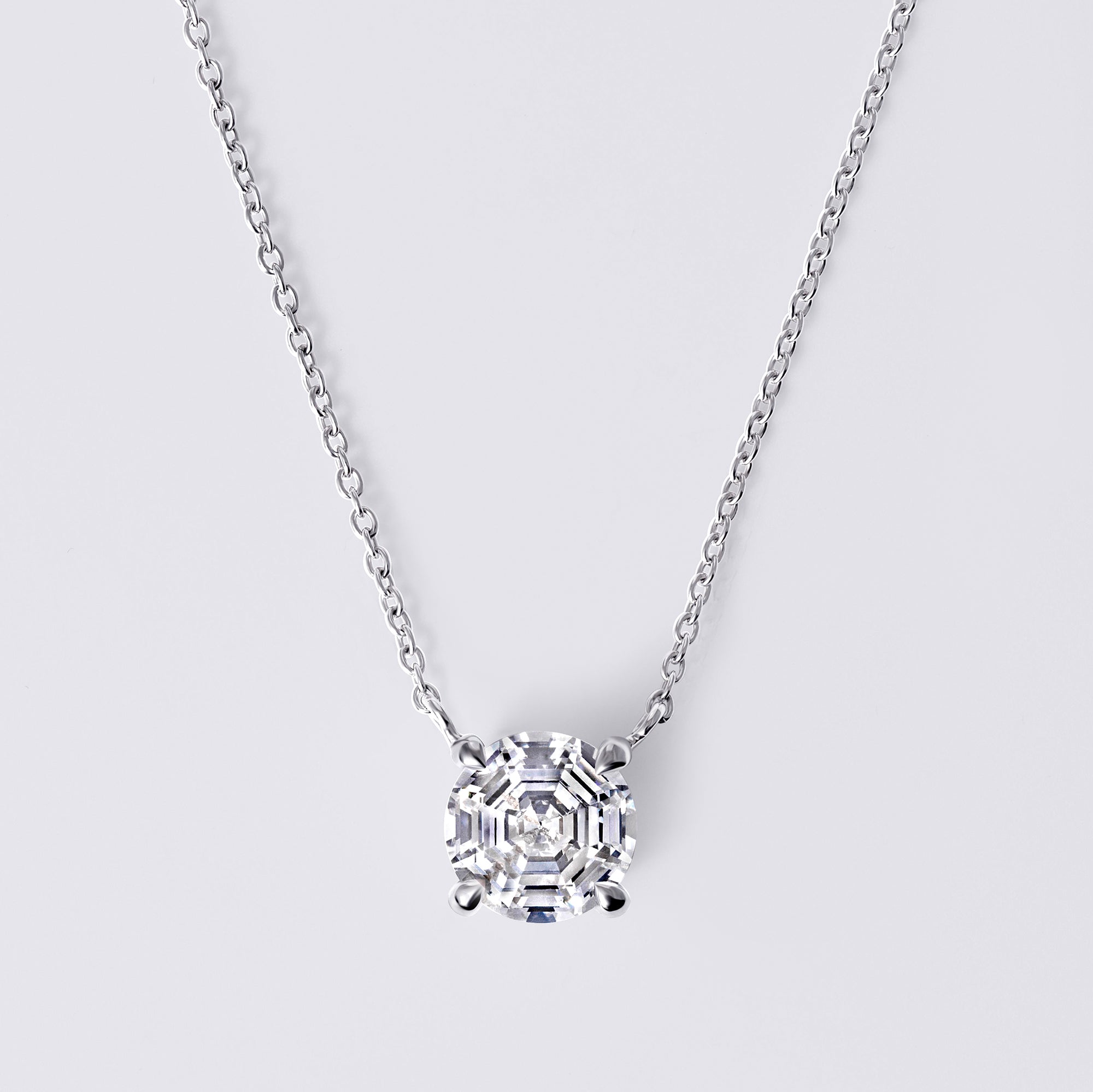 Round Soleil Cut Diamond Solitaire Pendant Necklace