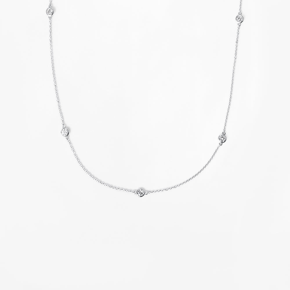 Round Soleil Cut Diamond Short Station Necklace
