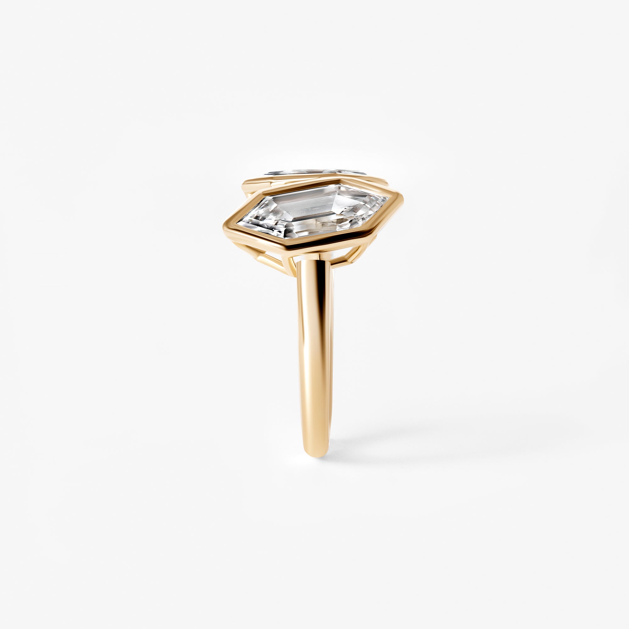 4.16CTW Hexagon & Oval Toi et Moi Engagement Ring