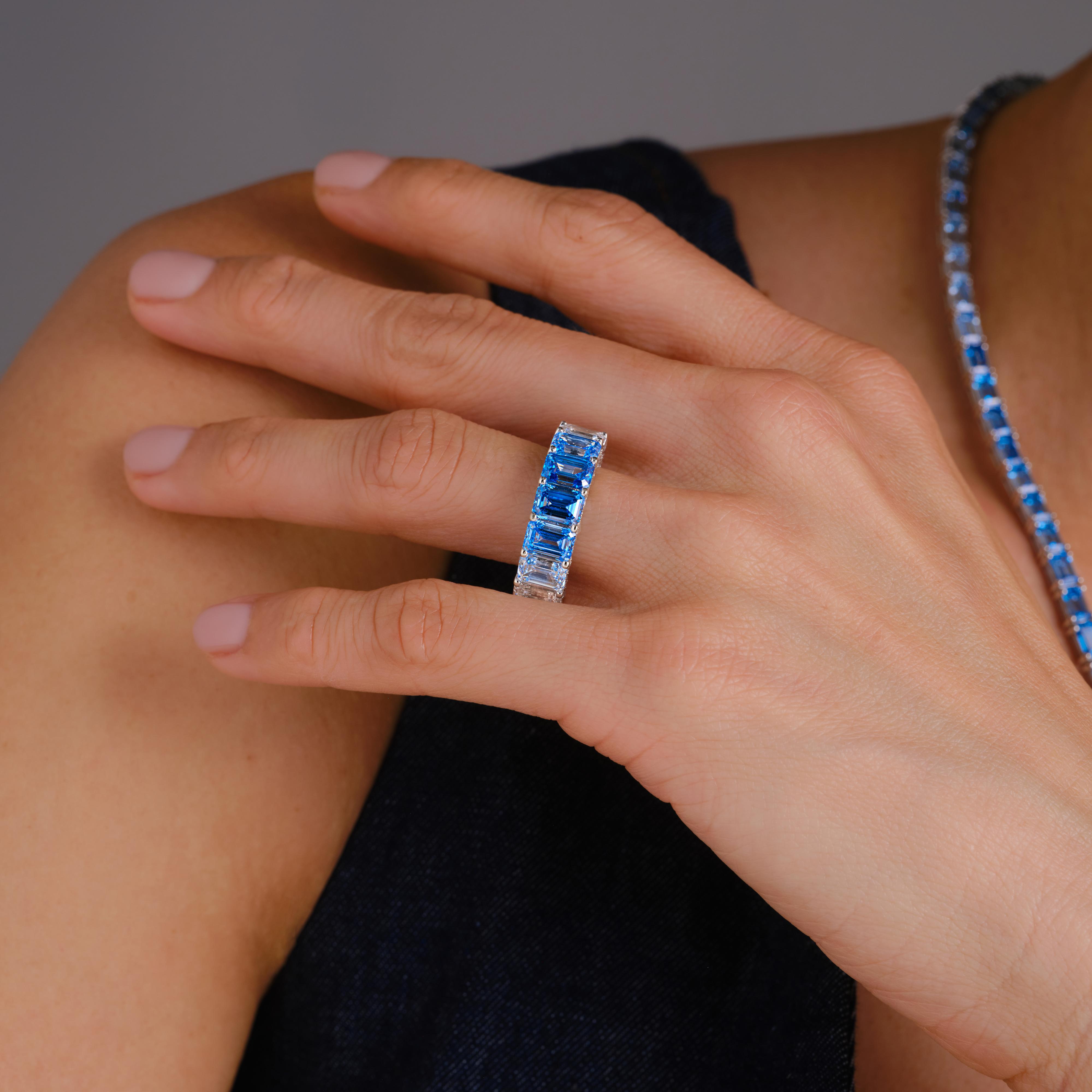 Ombré Blue Lab Diamond Half Anniversary Band