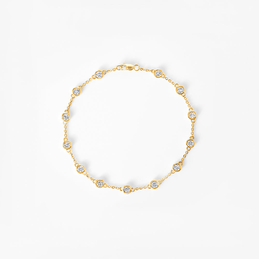Round Diamond Bezel Station Bracelet