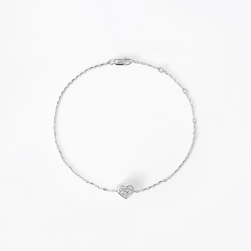 Heart Diamond Bezel Solitaire Bracelet