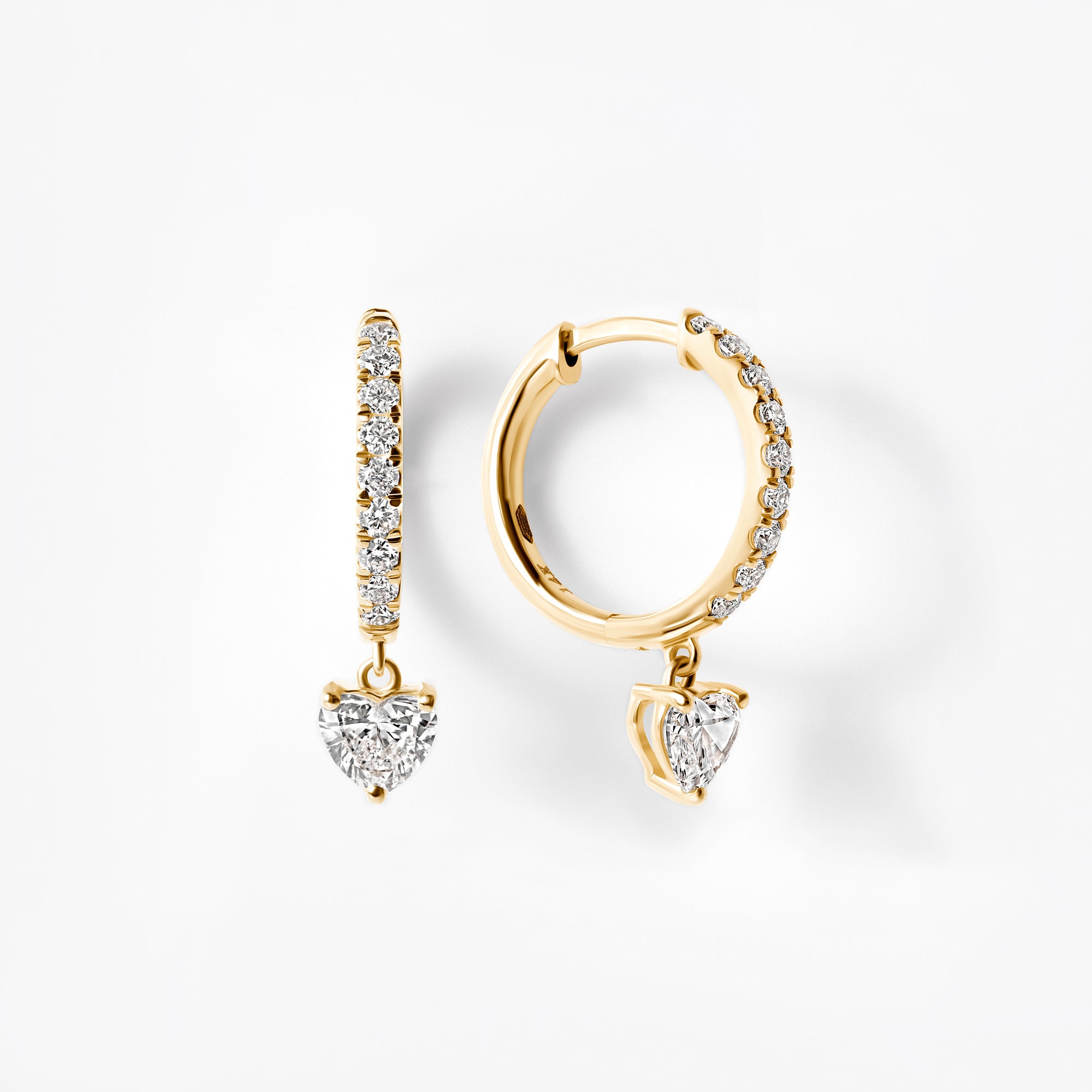 Heart Diamond Pavé Drop Earrings
