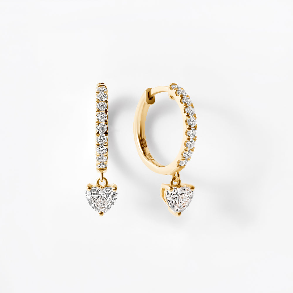 Heart Diamond Pavé Drop Huggie Earrings
