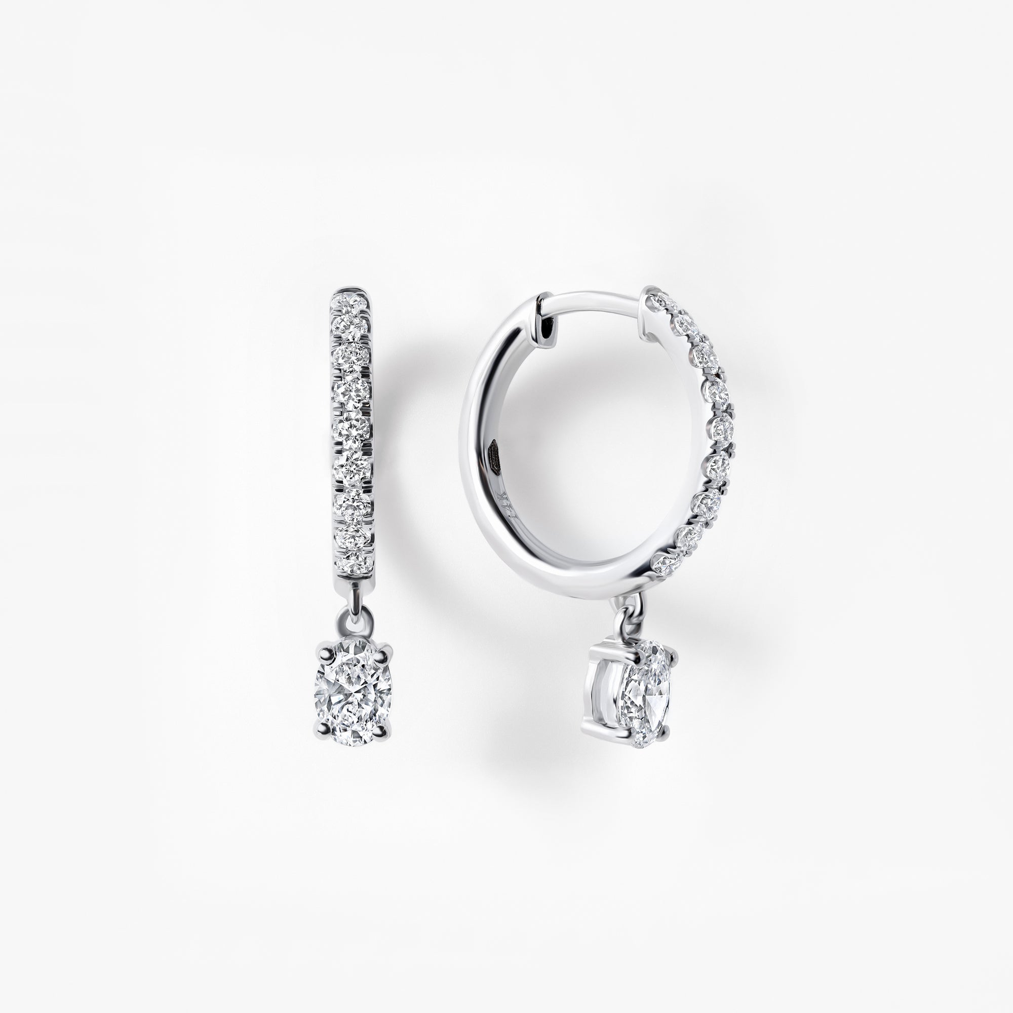 Oval Diamond Pavé Drop Earrings