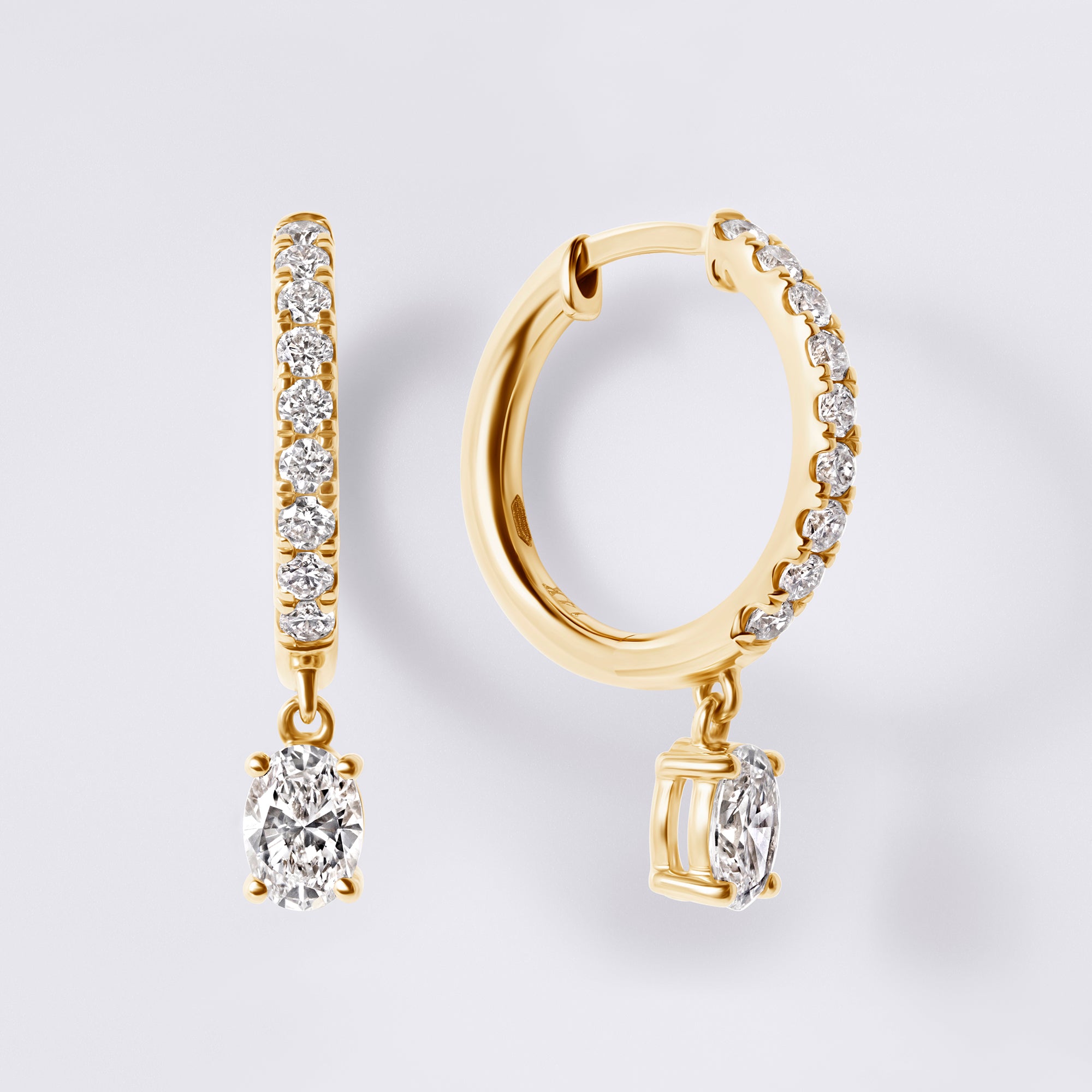 Oval Diamond Pavé Drop Earrings