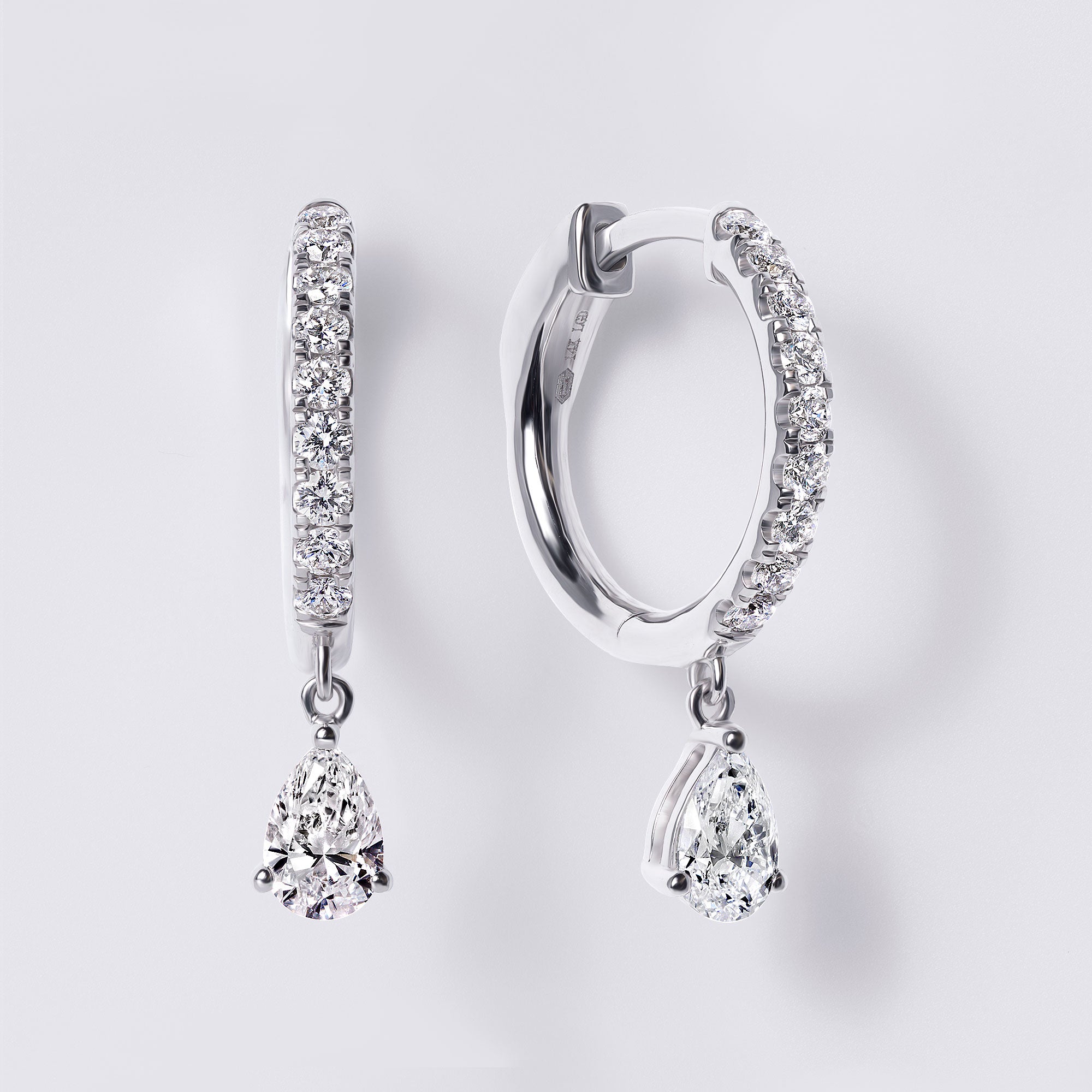 Pear Diamond Pavé Drop Huggie Earrings