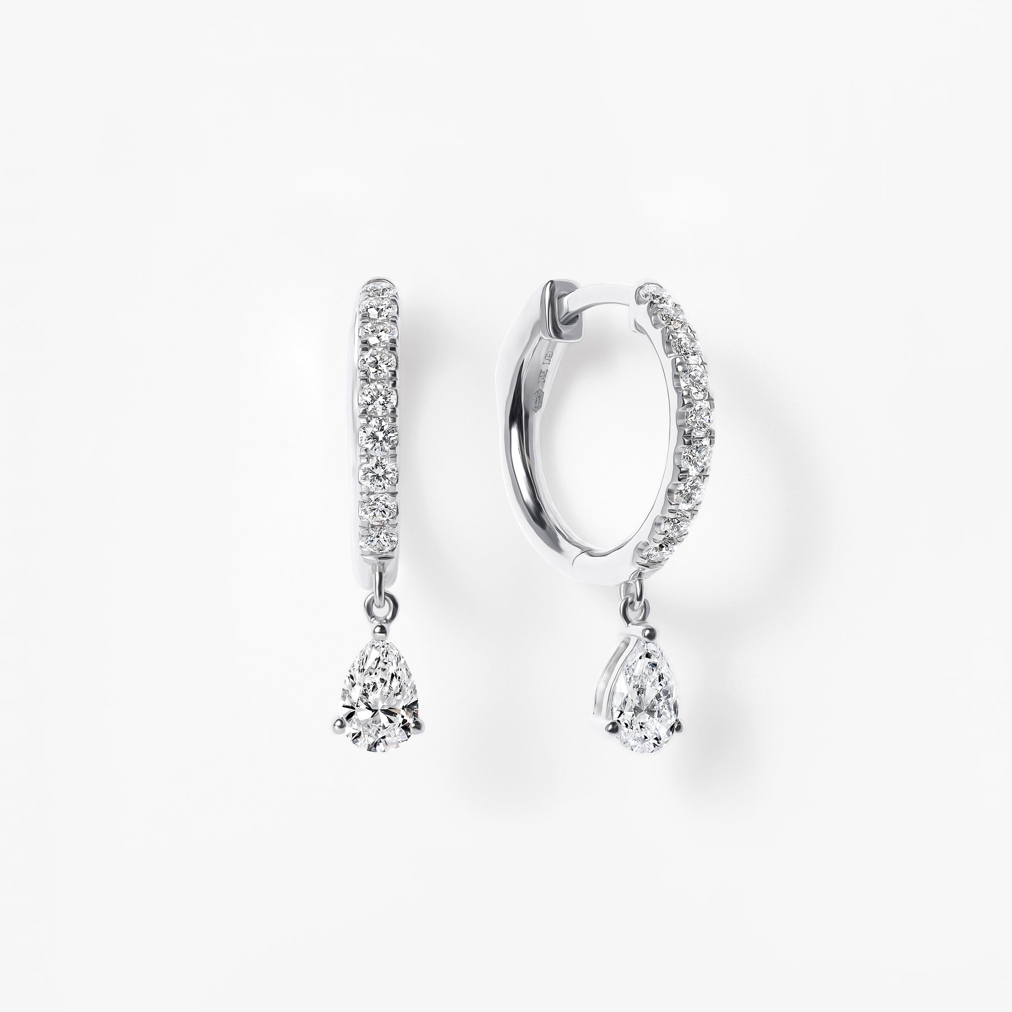 Pear Diamond Pavé Drop Huggie Earrings