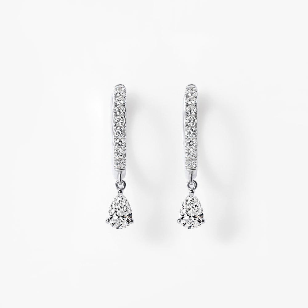 Pear Diamond Pavé Drop Huggie Earrings