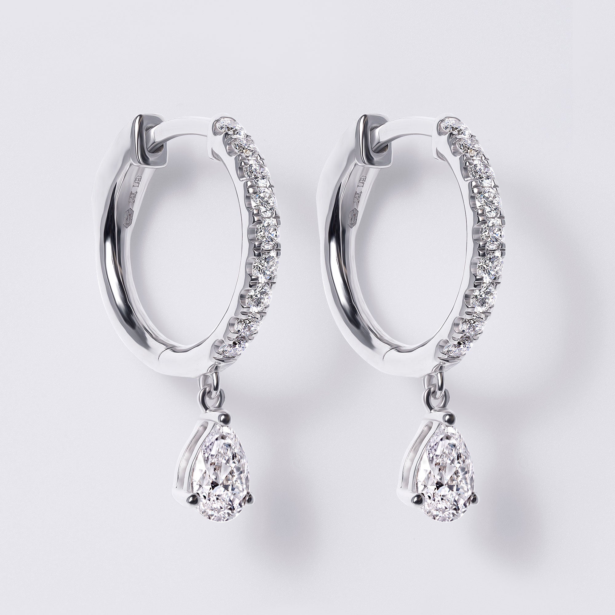 Pear Diamond Pavé Drop Huggie Earrings