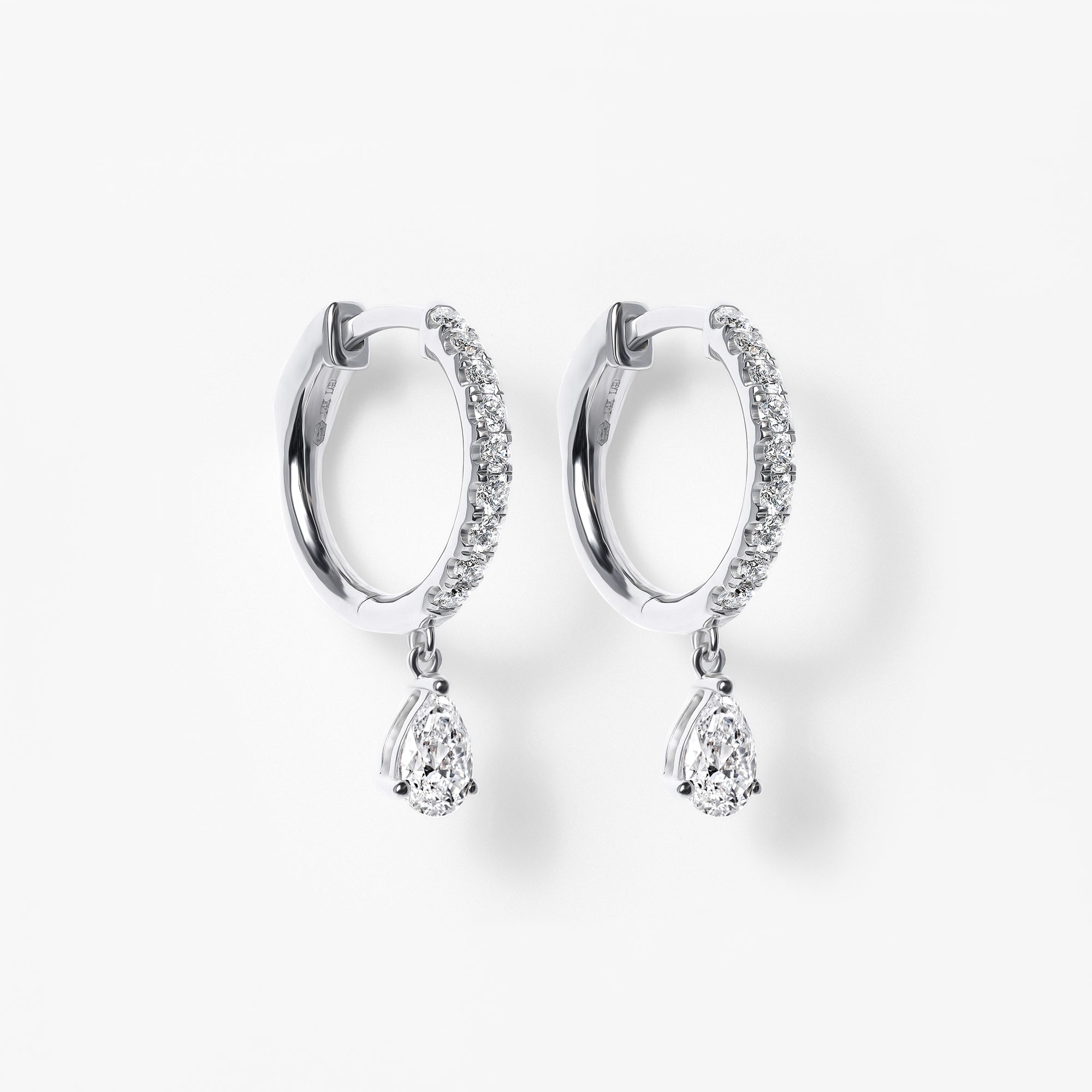 Pear Diamond Pavé Drop Huggie Earrings