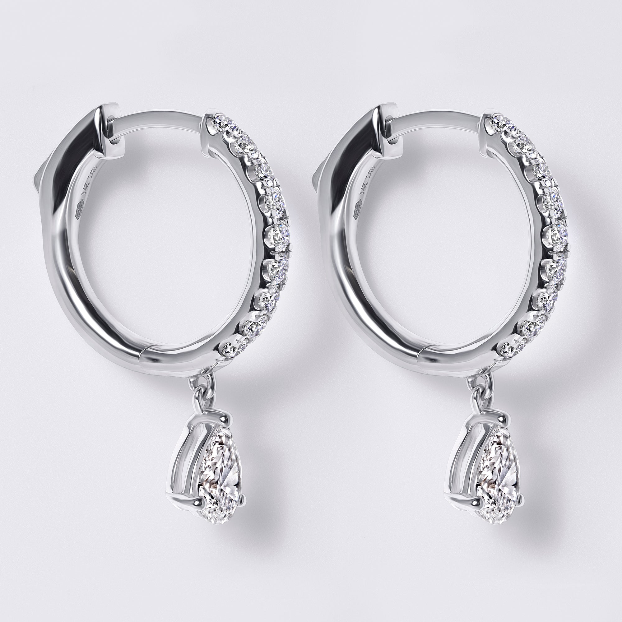 Pear Diamond Pavé Drop Huggie Earrings