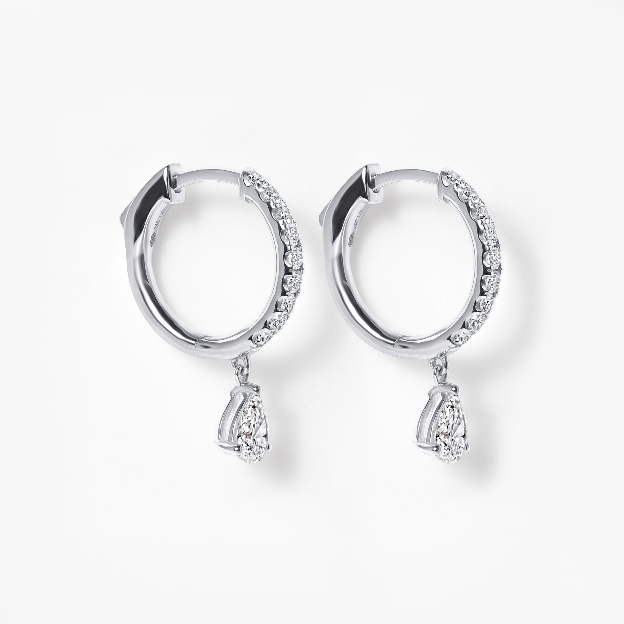Pear Diamond Pavé Drop Huggie Earrings