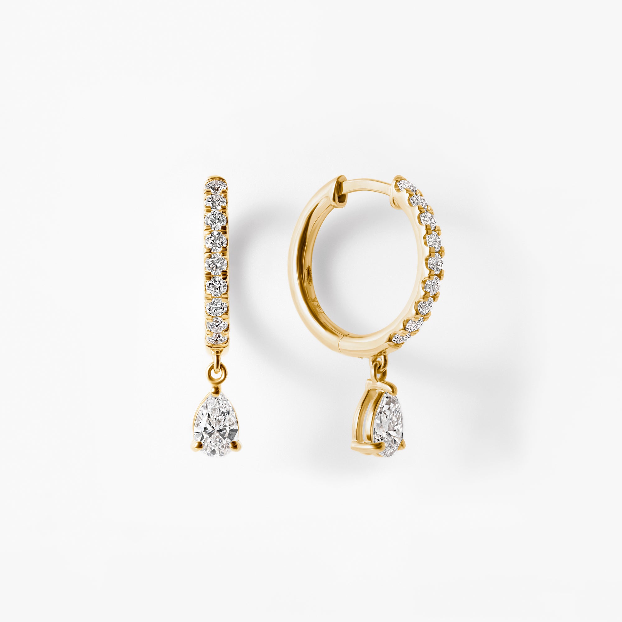 Pear Diamond Pavé Drop Huggie Earrings