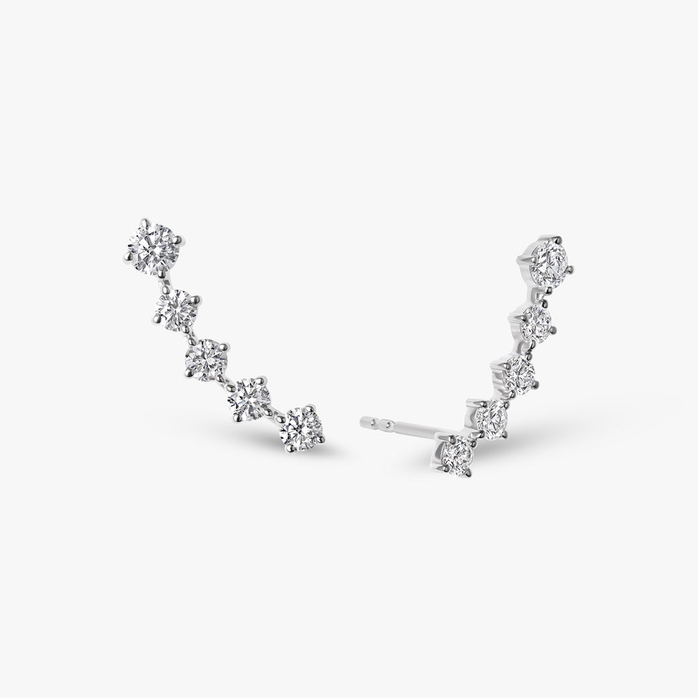 Round Diamond Crawler Earrings