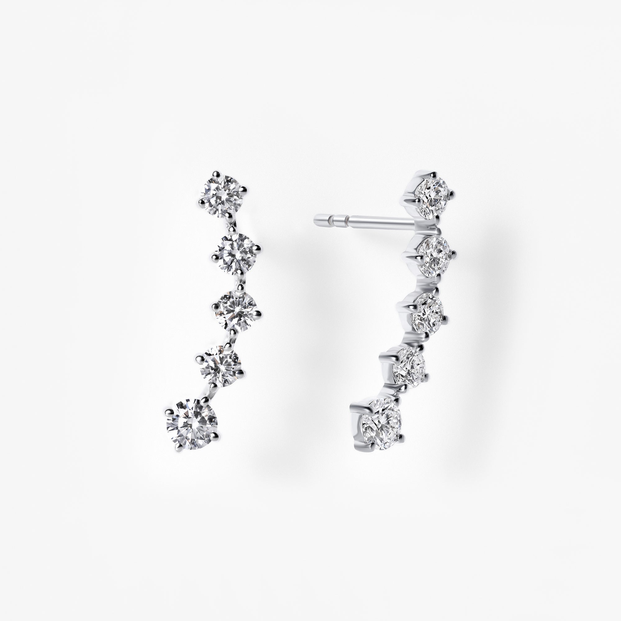 Round Diamond Crawler Earrings