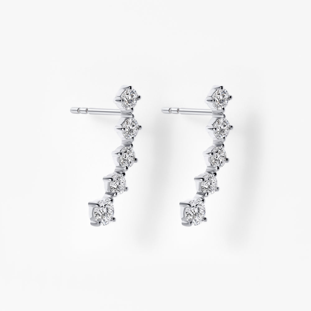 Round Diamond Crawler Earrings