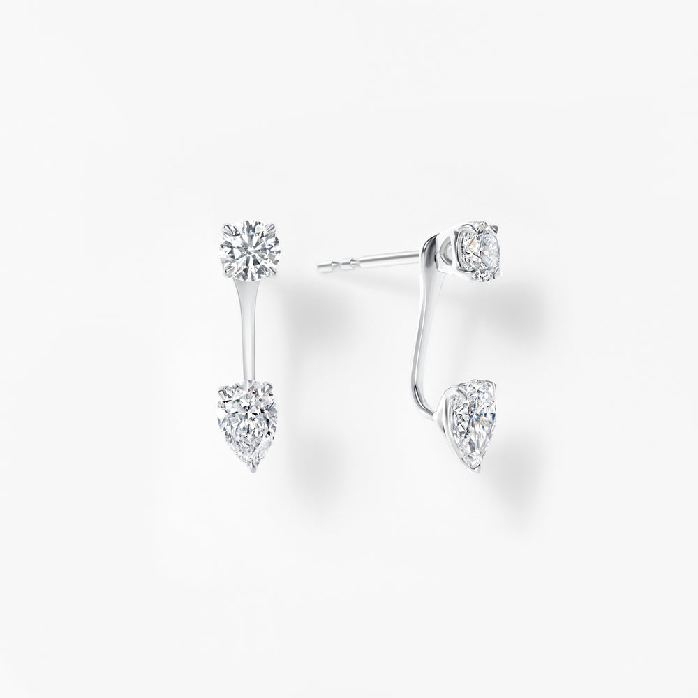 Round and Pear Diamond Jacket Earrings