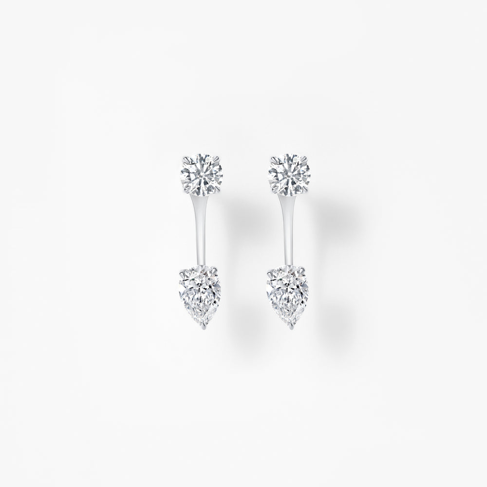 Round and Pear Diamond Jacket Earrings