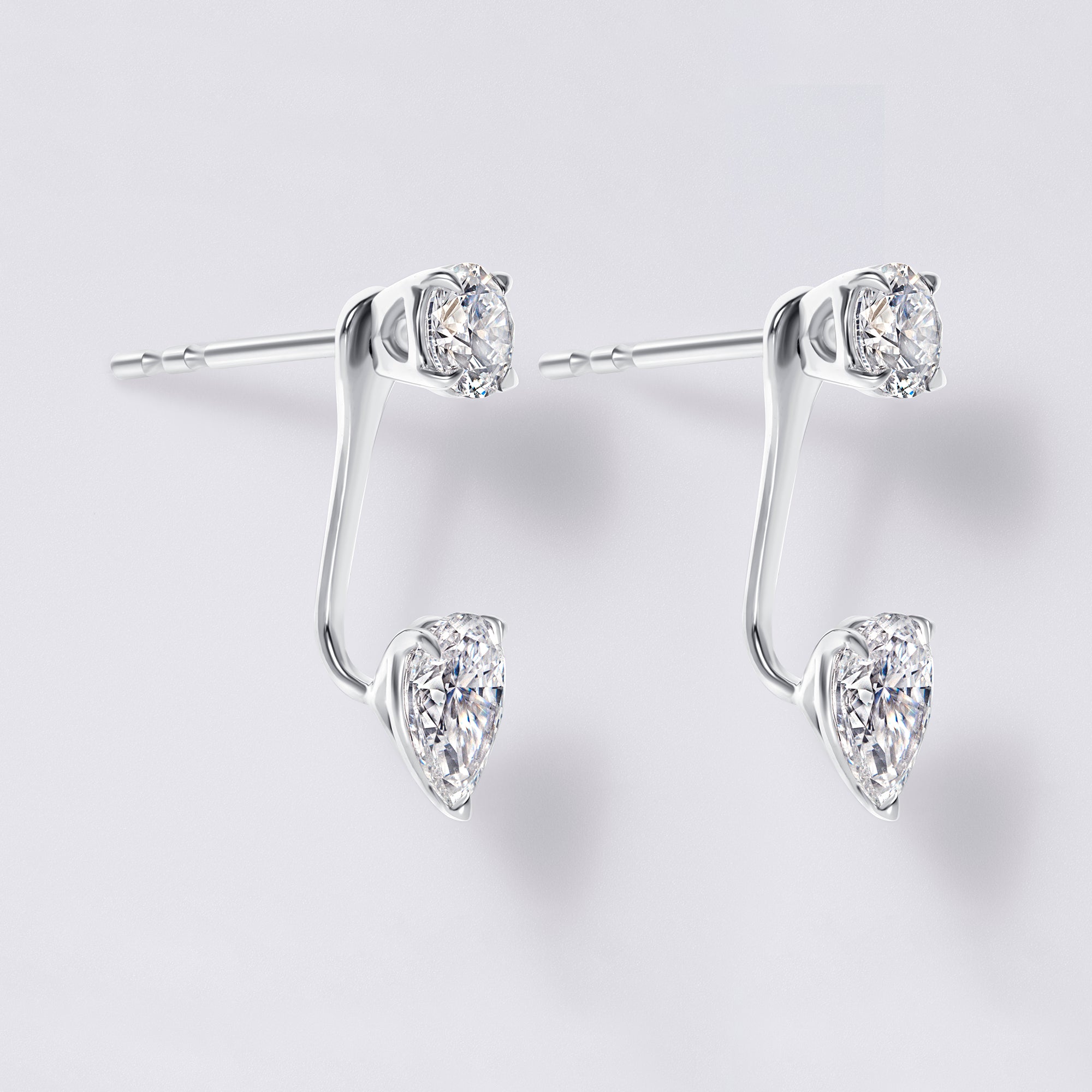 Round and Pear Diamond Earring Jackets