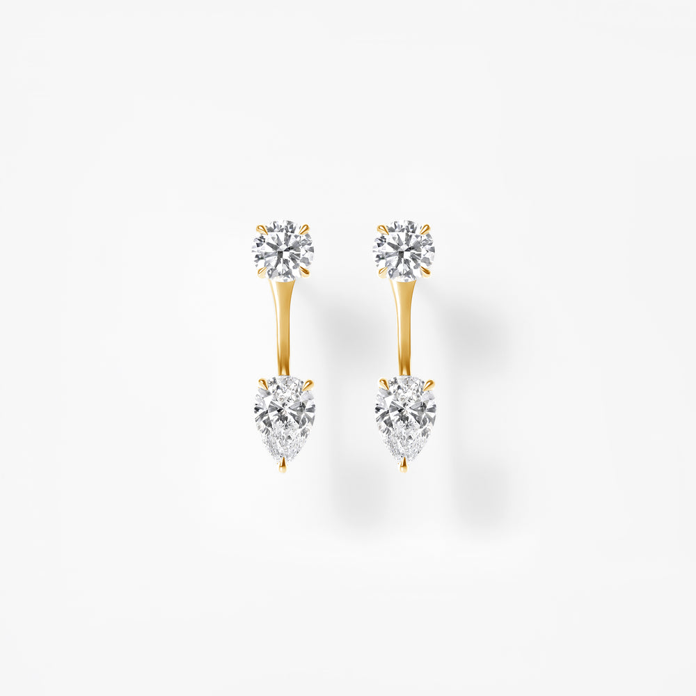 Round and Pear Diamond Jacket Earrings
