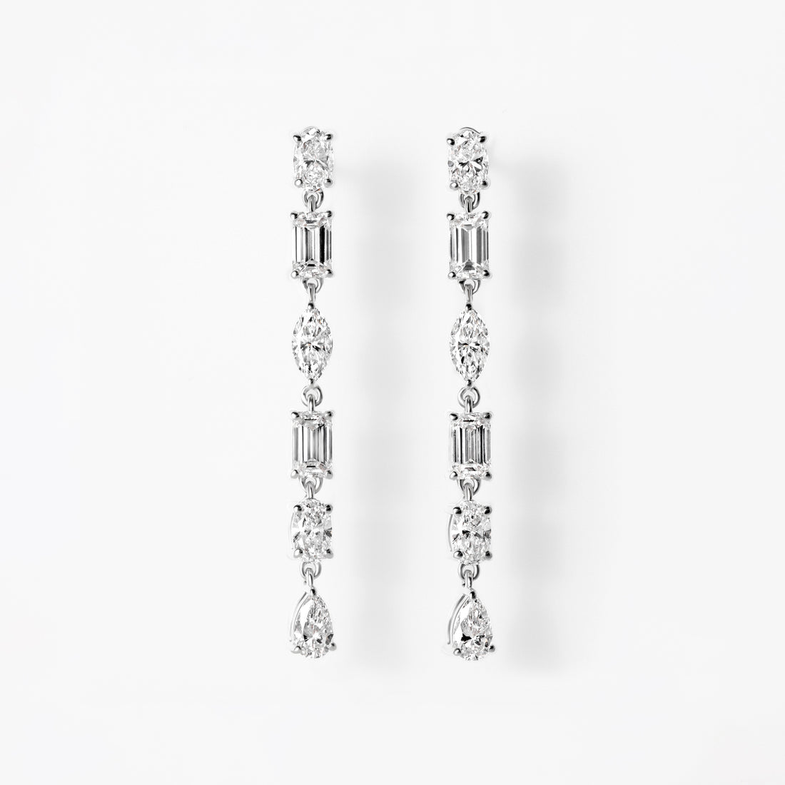 Mixed Shape Diamond Drop Earrings
