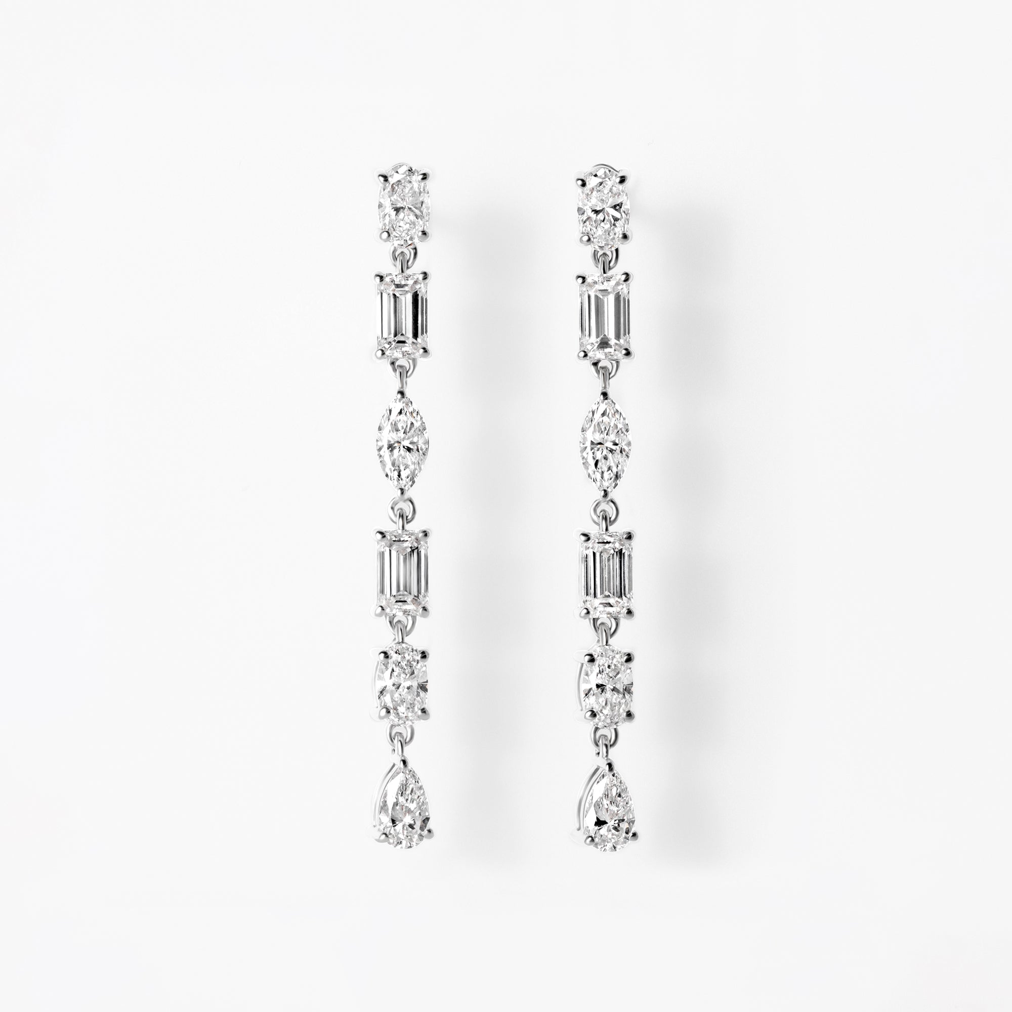 Mixed Shape Diamond Drop Earrings