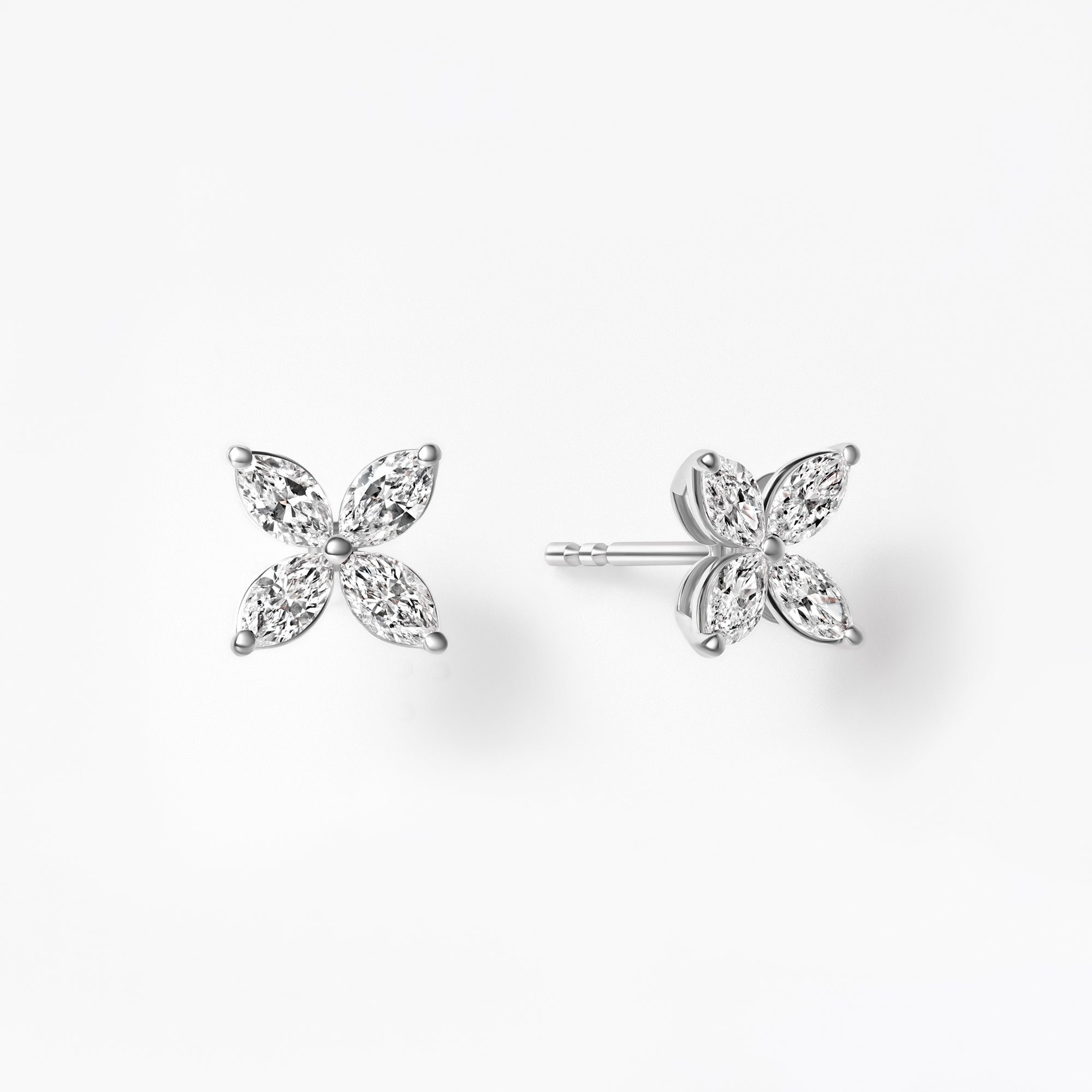 Marquise Diamond Flower Stud Earrings