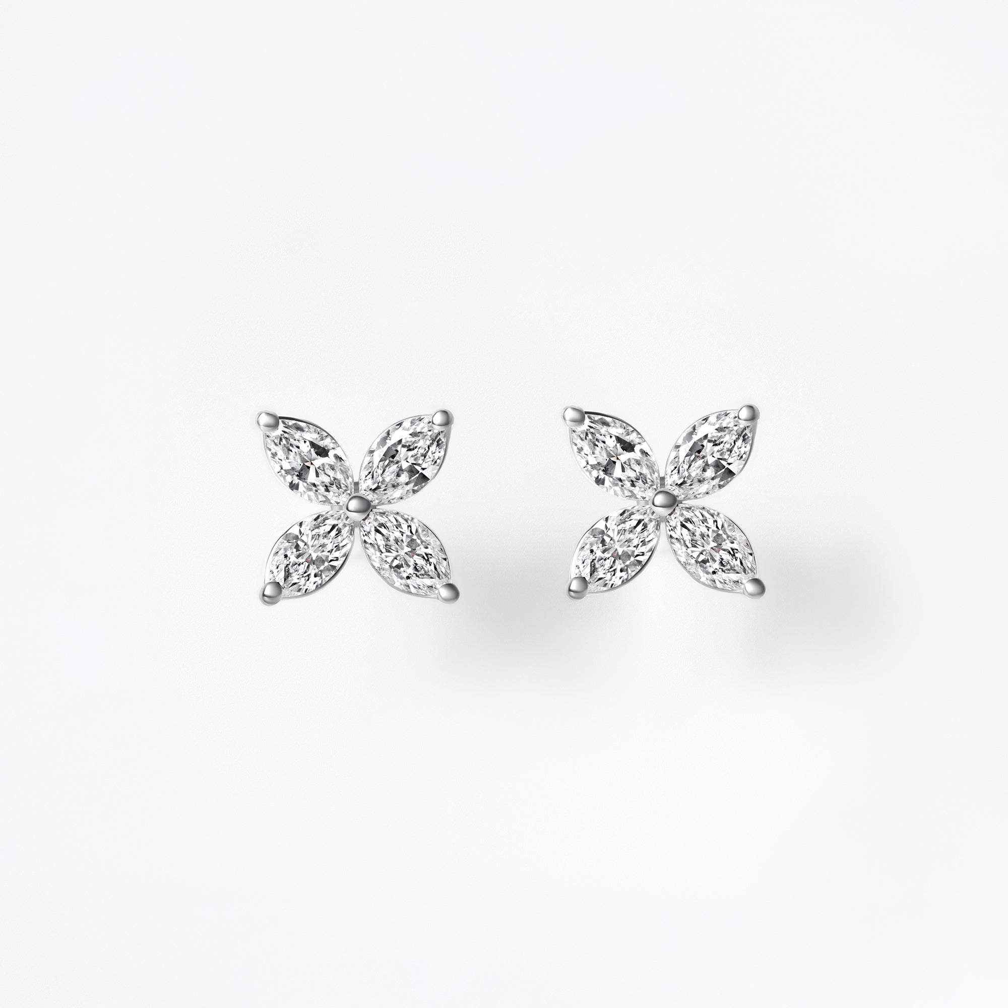 Marquise Diamond Flower Stud Earrings