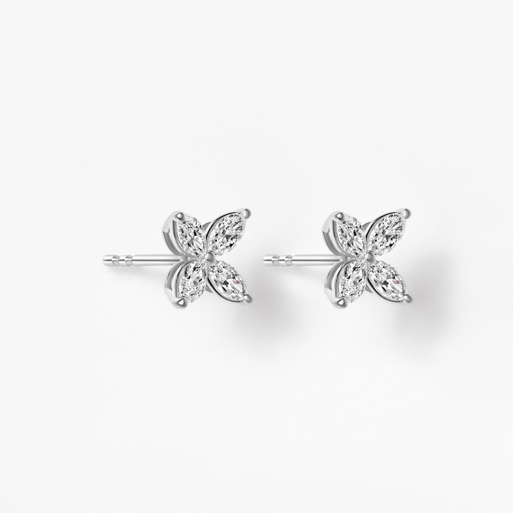 Marquise Diamond Flower Stud Earrings