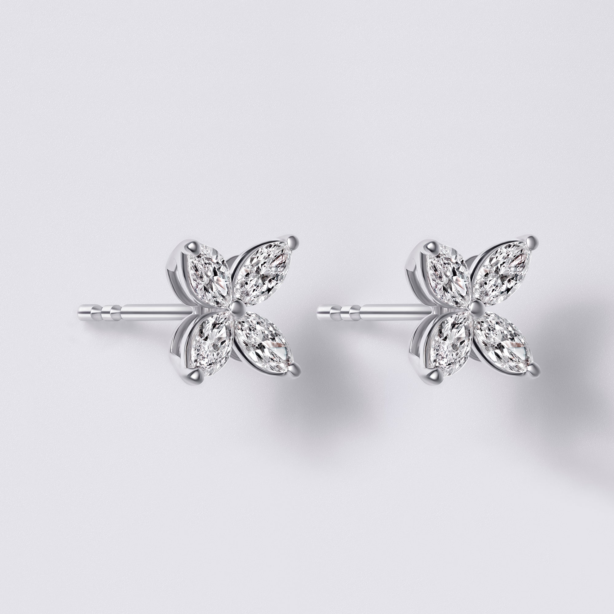 Marquise Diamond Flower Stud Earrings