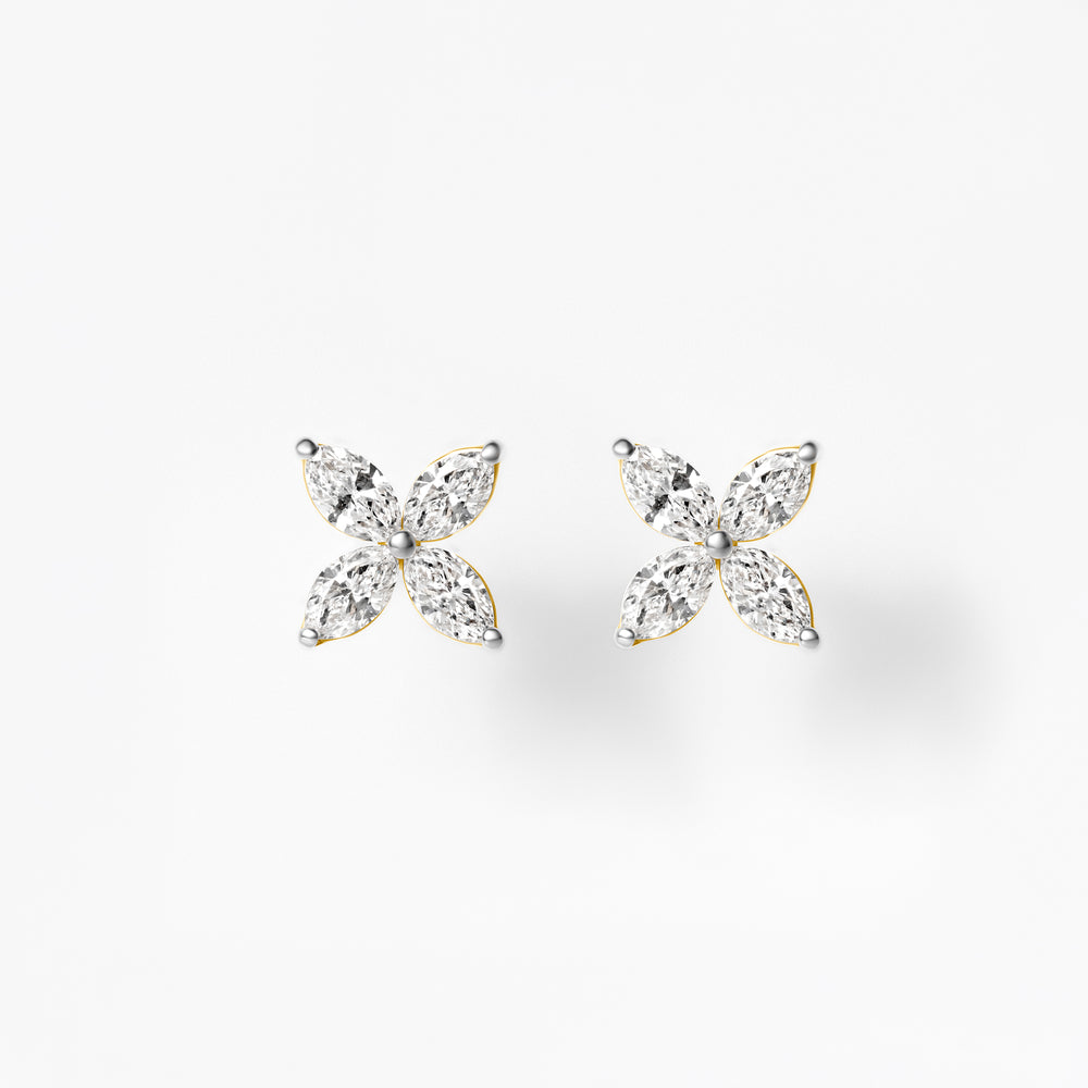 Marquise Flower Diamond Stud Earrings