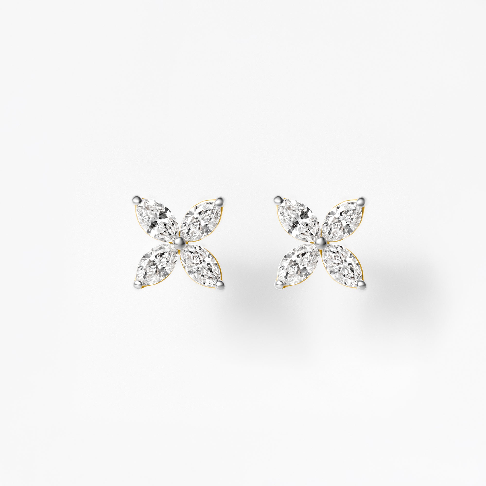 Marquise Diamond Flower Stud Earrings