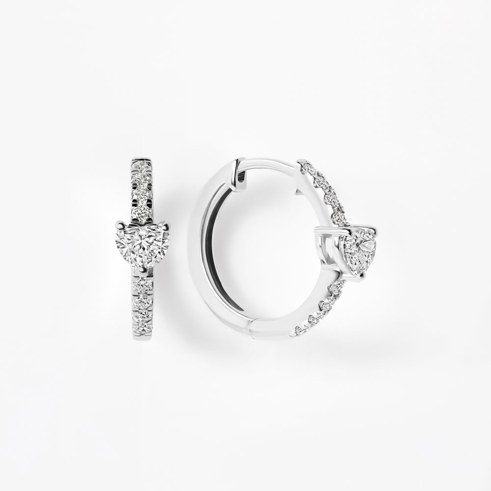 Heart Diamond Pavé Huggie Earrings
