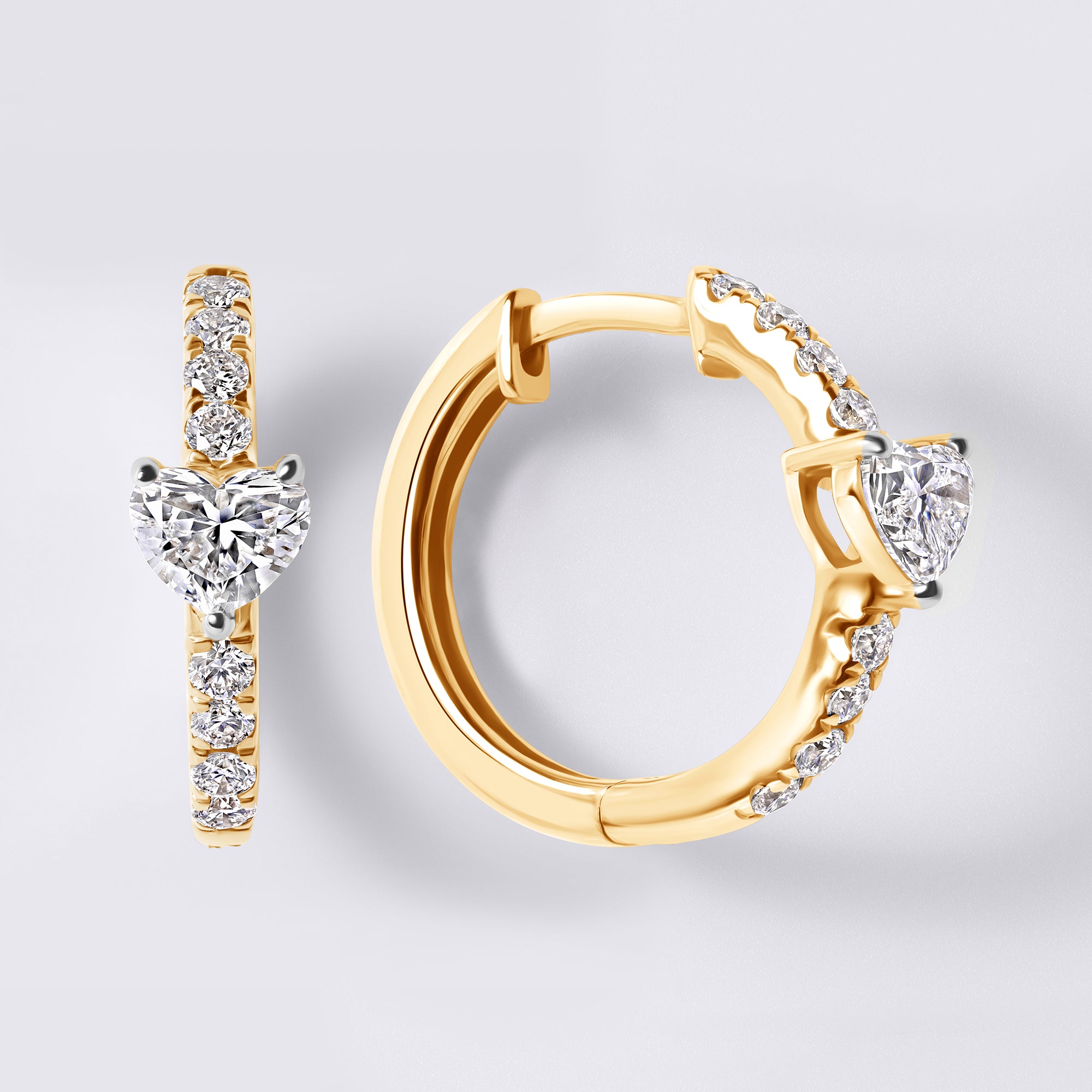 Heart Diamond Pavé Center Huggie Earrings