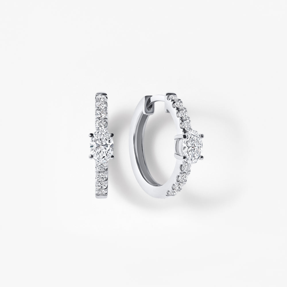 Oval Diamond Pavé Huggie Earrings