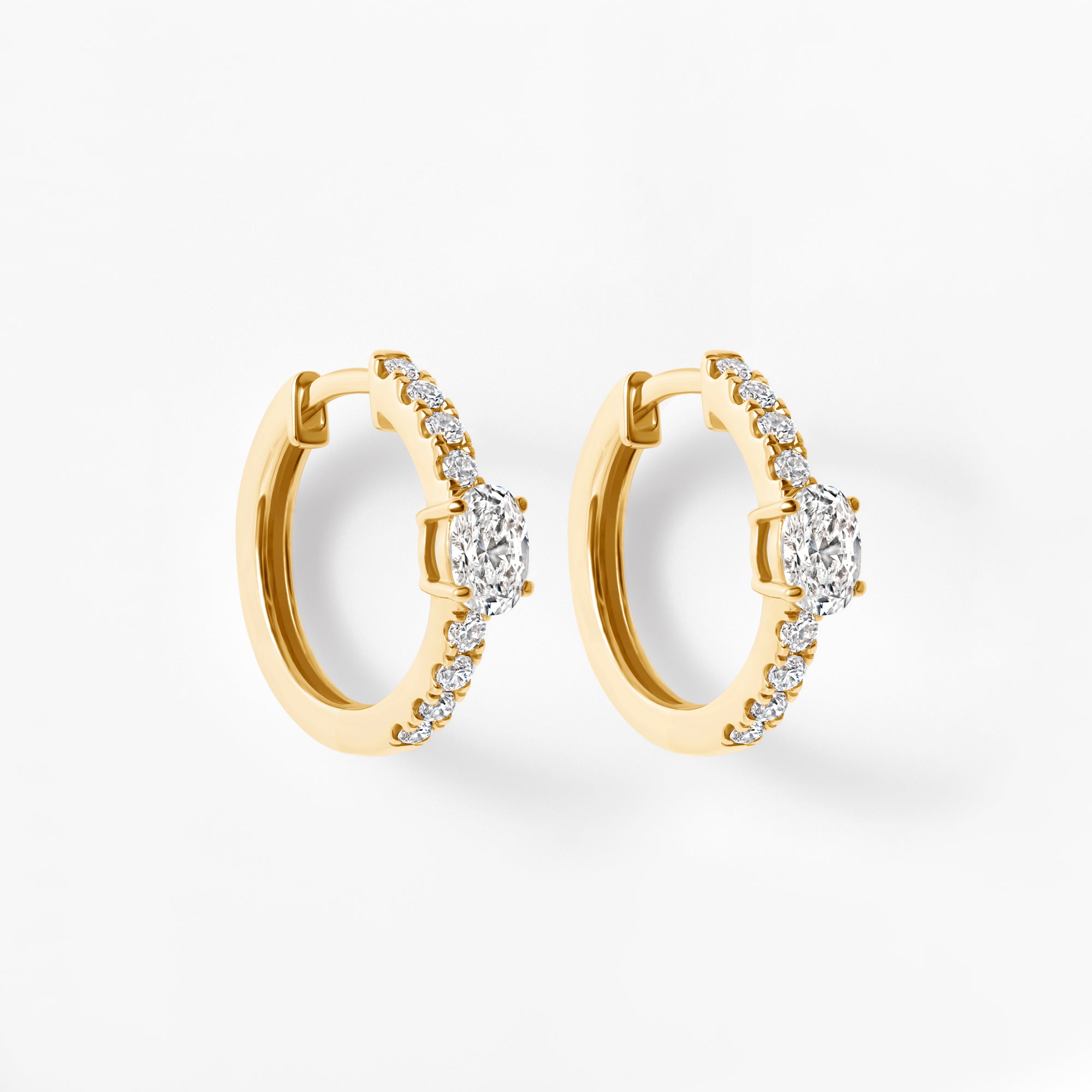 Oval Diamond Pavé Center Huggie Earrings