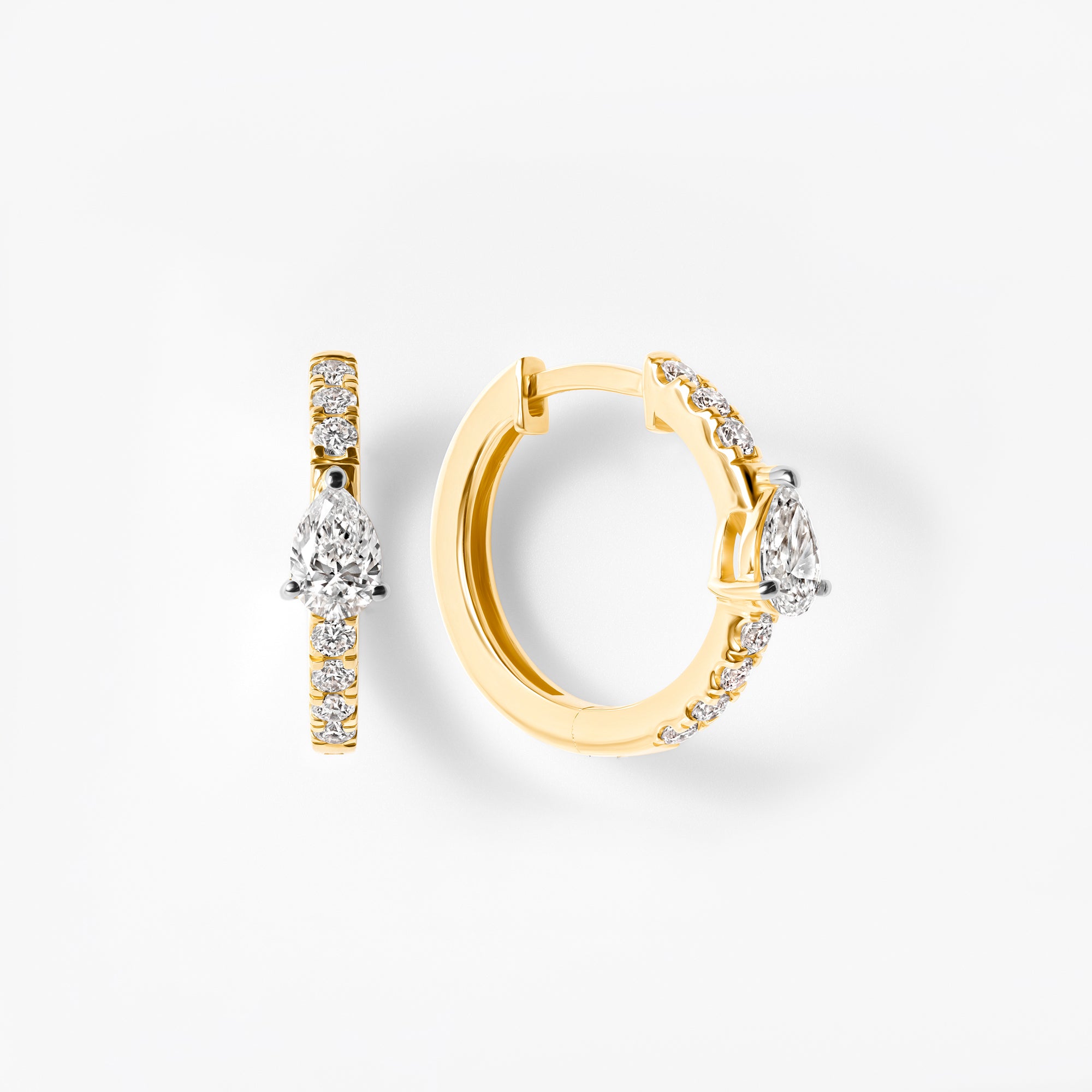 Pear Diamond Pavé Center Huggie Earrings
