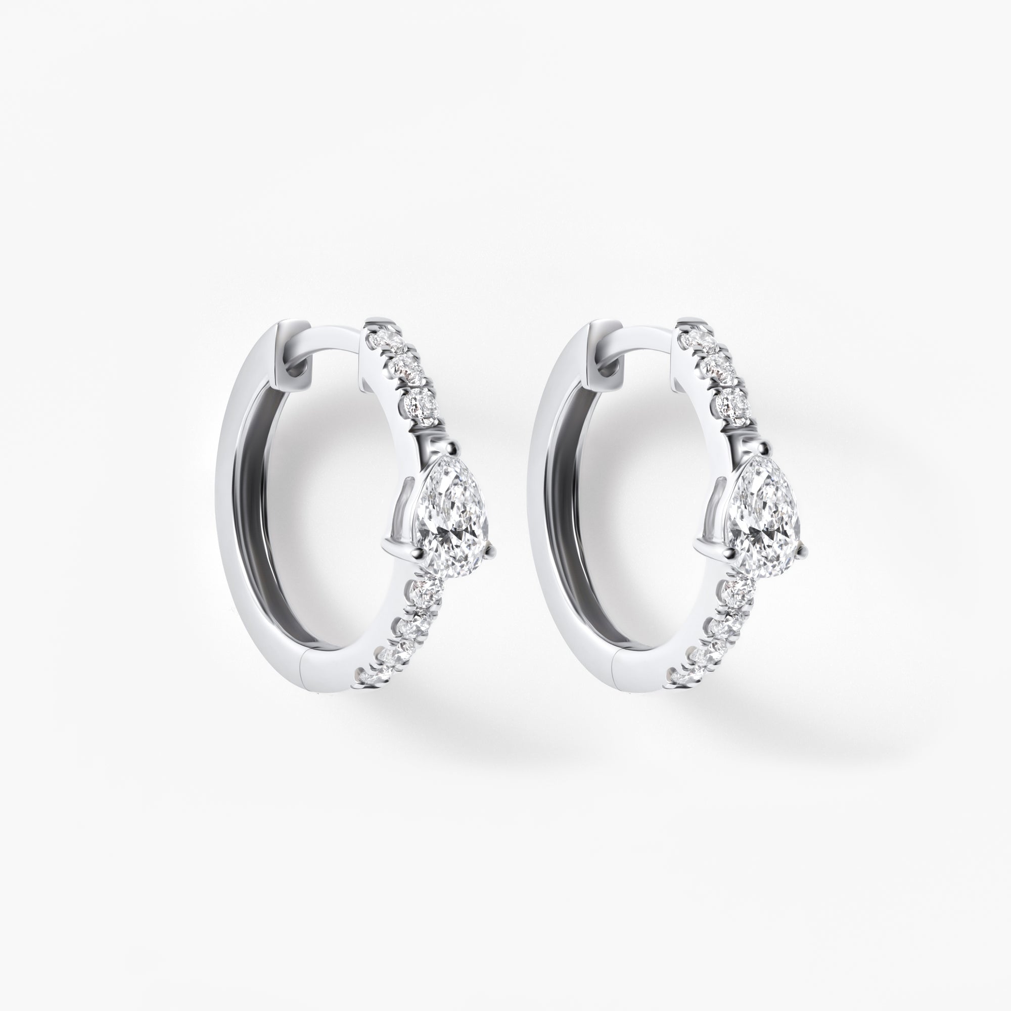 Pear Diamond Pavé Center Huggie Earrings