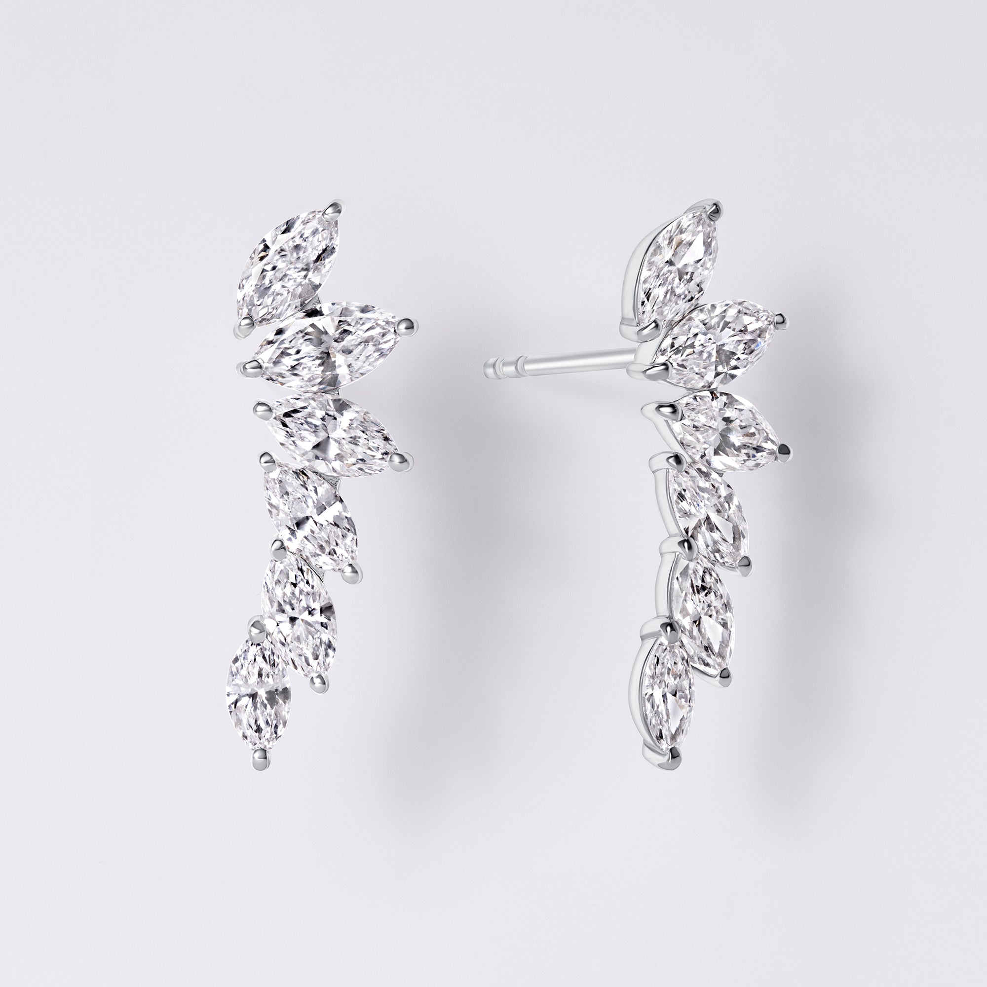 Marquise Diamond Ear Crawler Earrings