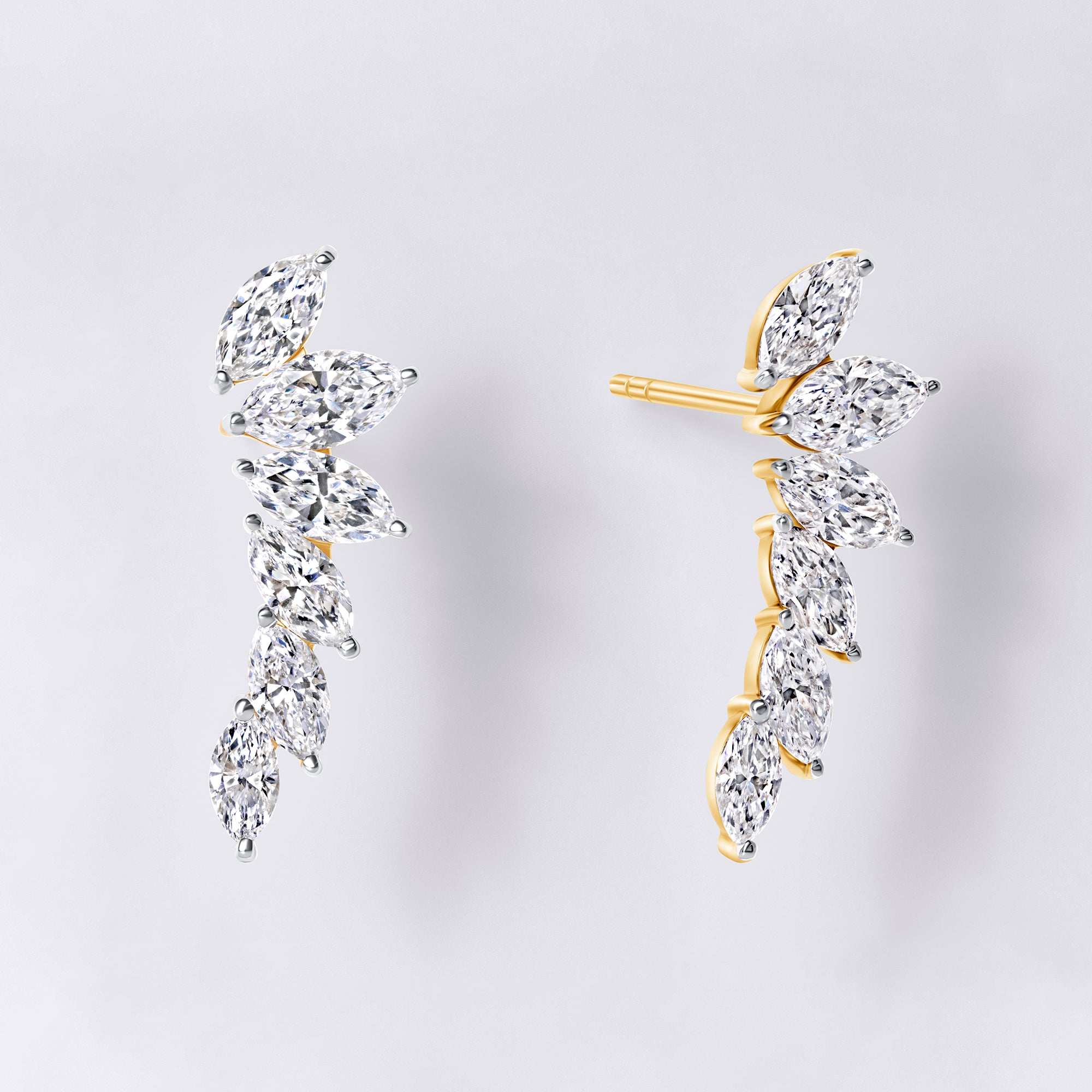 Marquise Diamond Ear Crawler Earrings