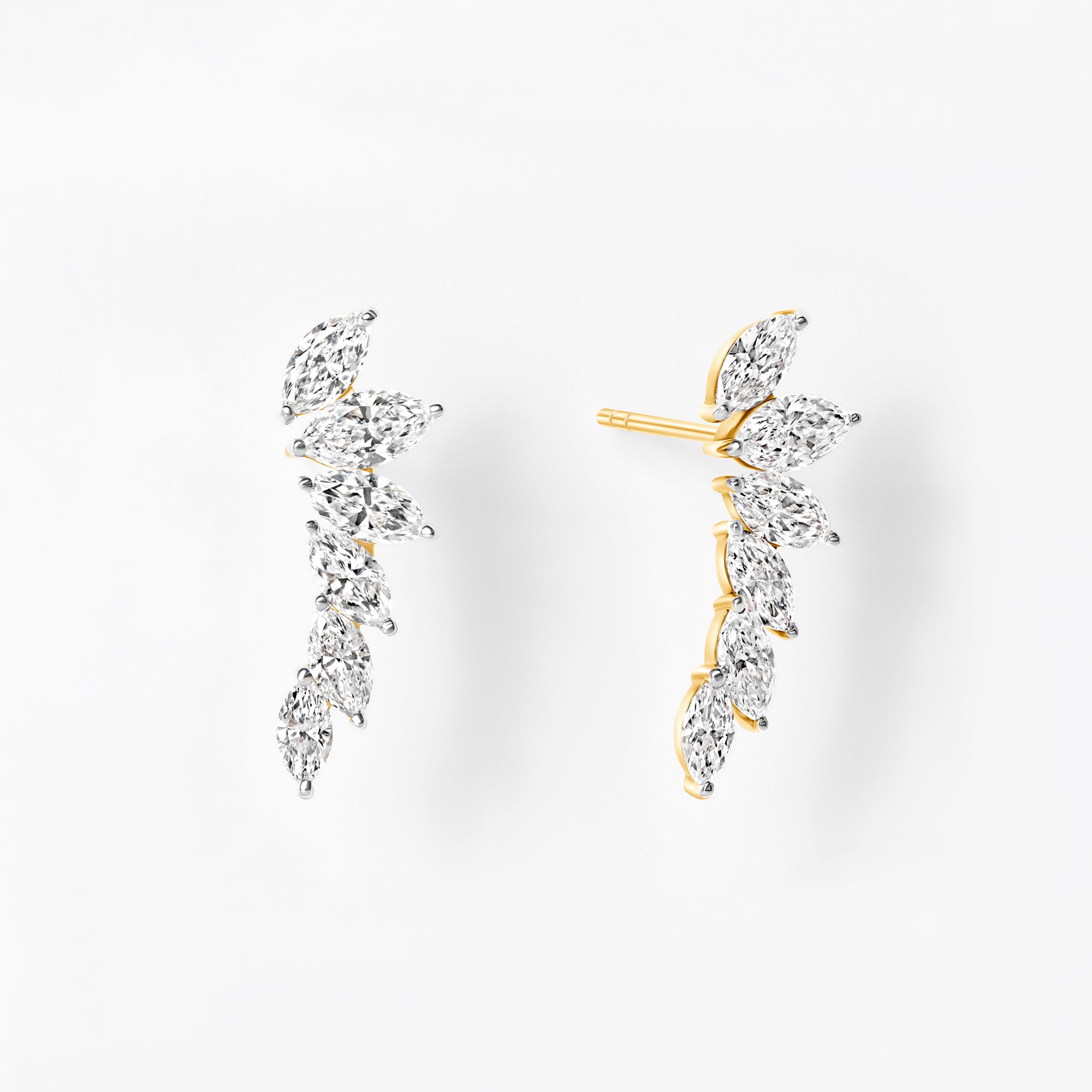 Marquise Diamond Ear Crawler Earrings