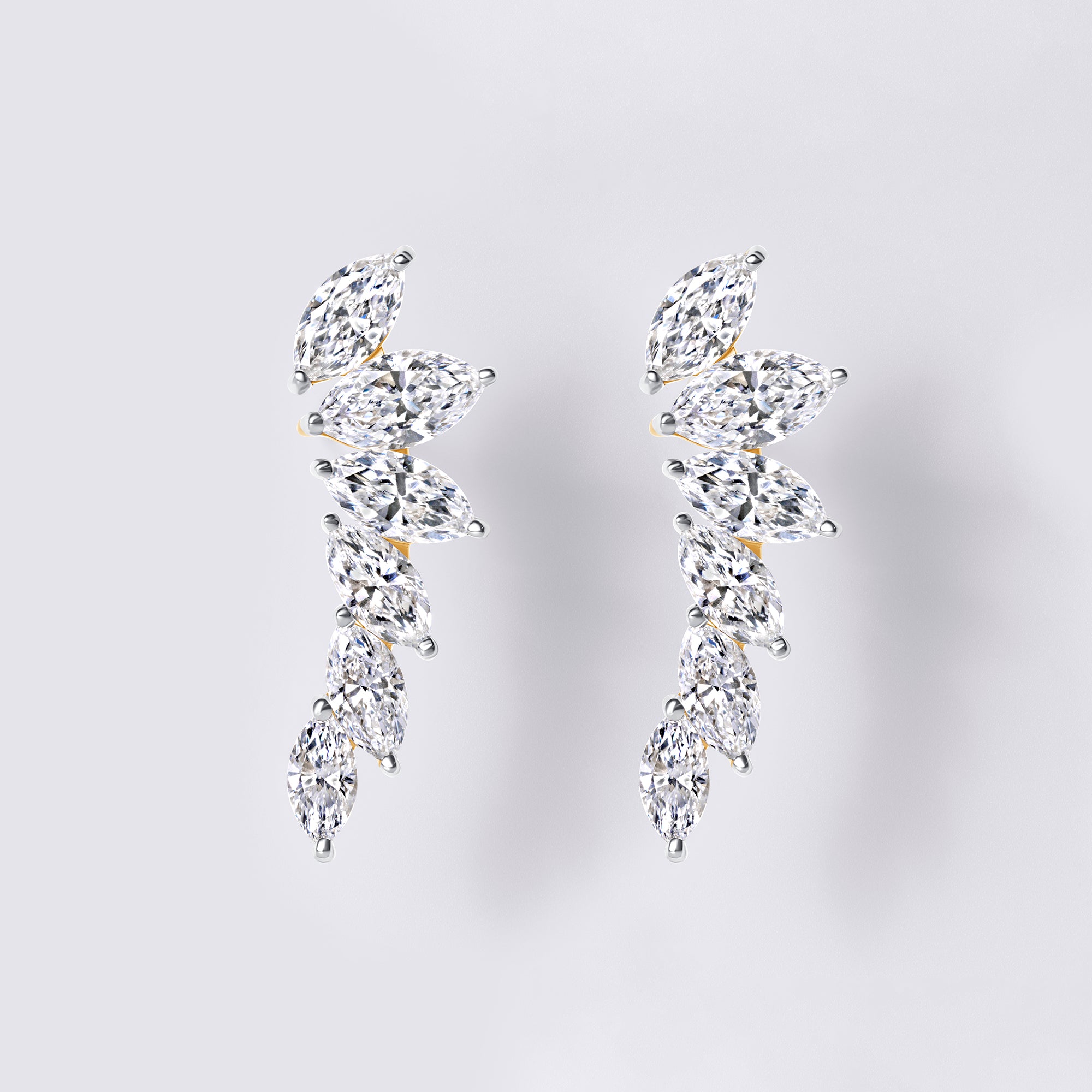 Marquise Diamond Ear Crawler Earrings