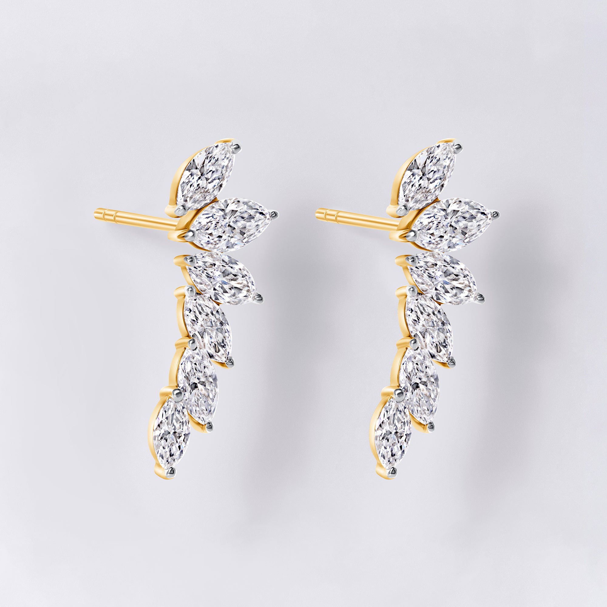 Marquise Diamond Ear Crawler Earrings