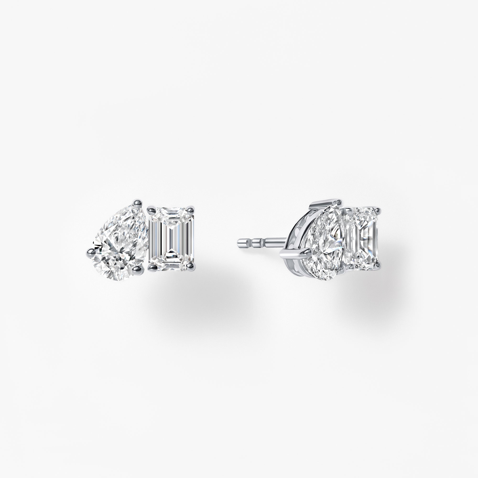 Pear and Emerald Toi et Moi Stud Earrings