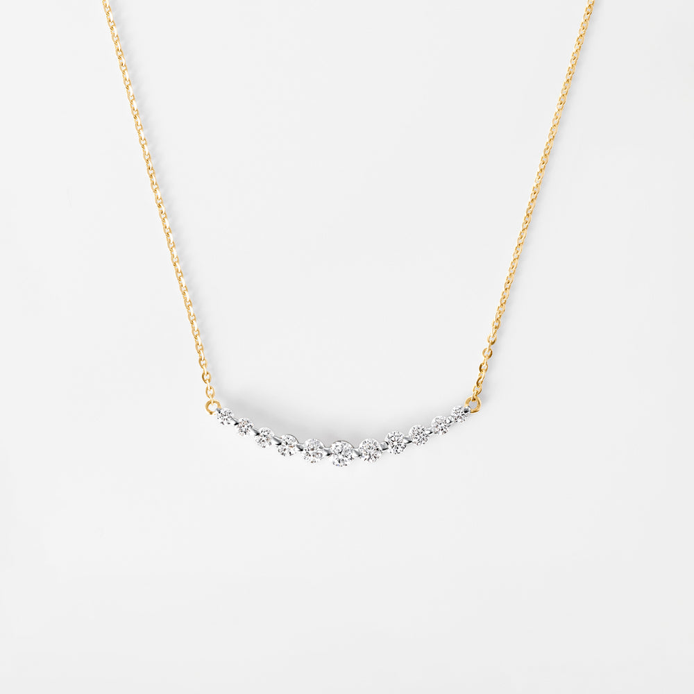 Round Diamond Graduated Curve Necklace