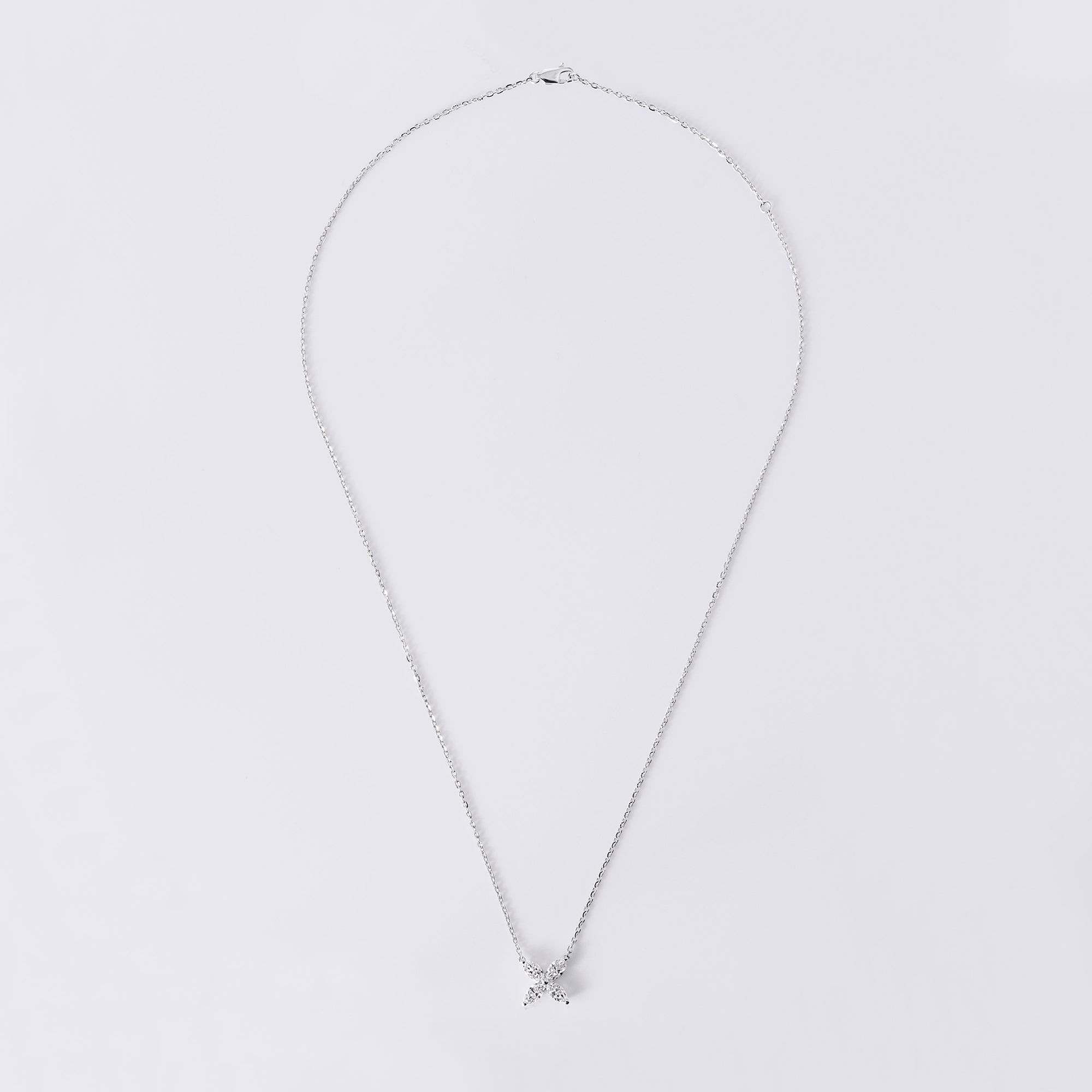 Marquise Flower Shaped Pendant (7/8CTW), White Gold