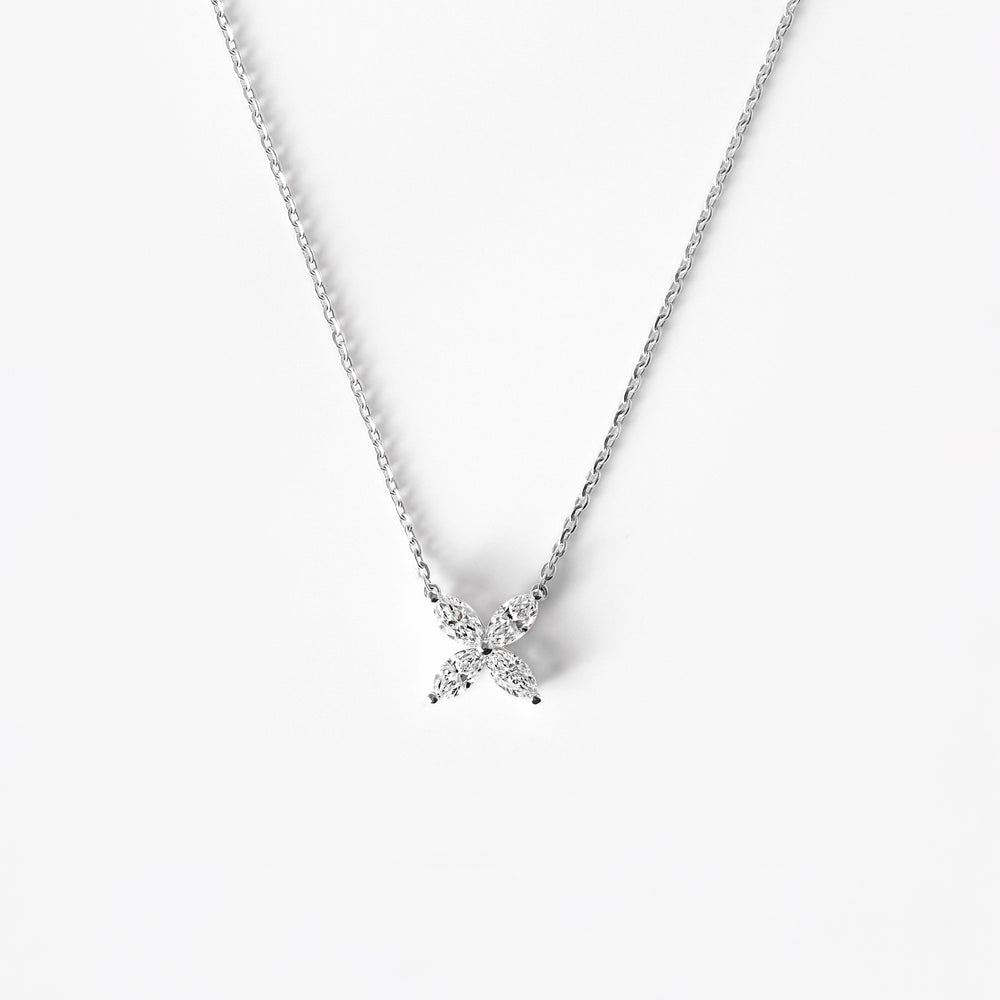 Marquise Flower Diamond Pendant Necklace