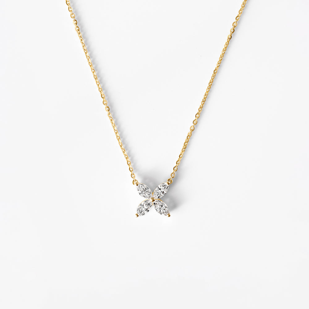 Marquise Flower Diamond Pendant Necklace